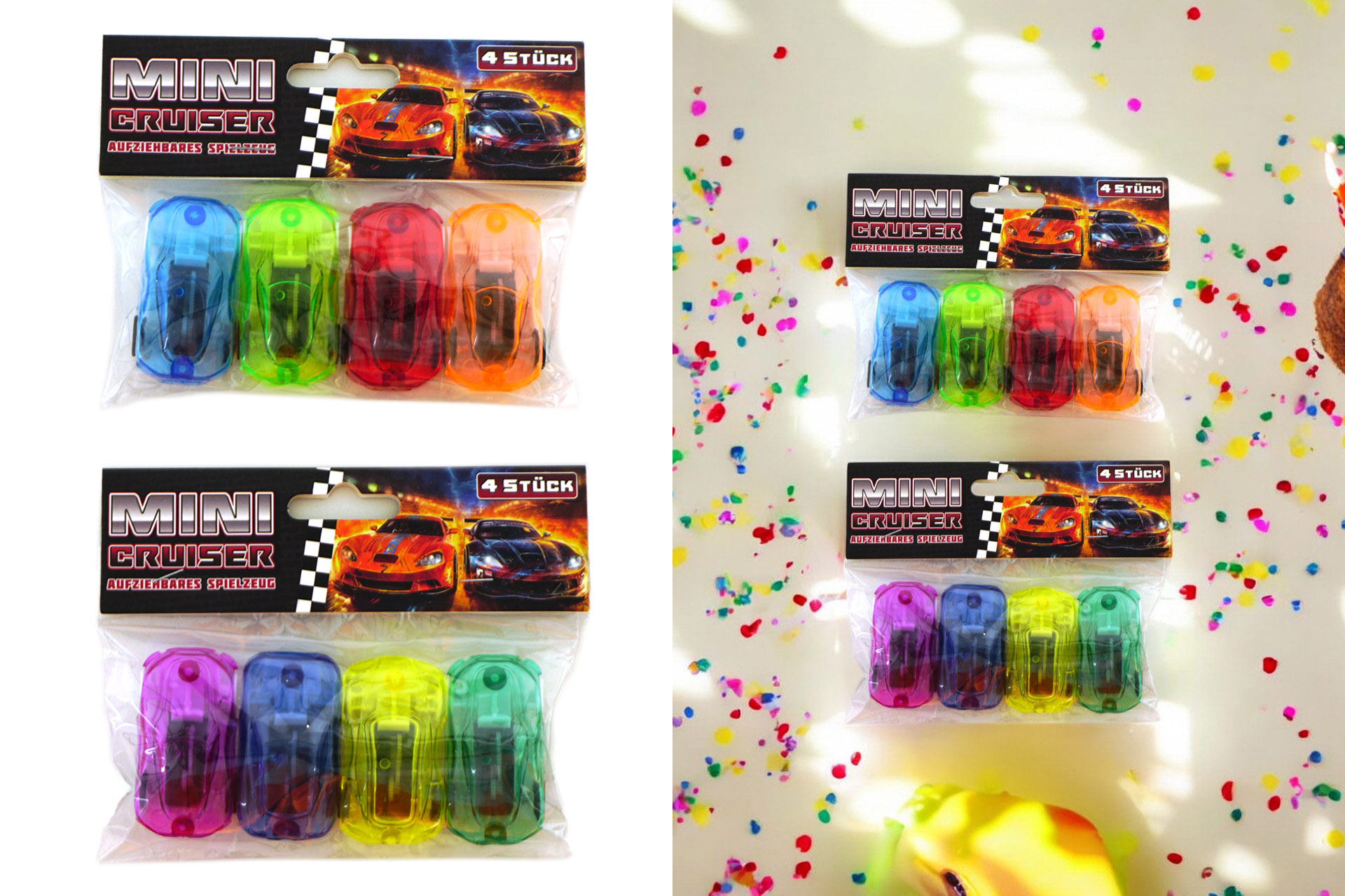 Spielzeug Auto aufziehbar "Mini Cruiser" 2 fach sortiert, 4er Pack