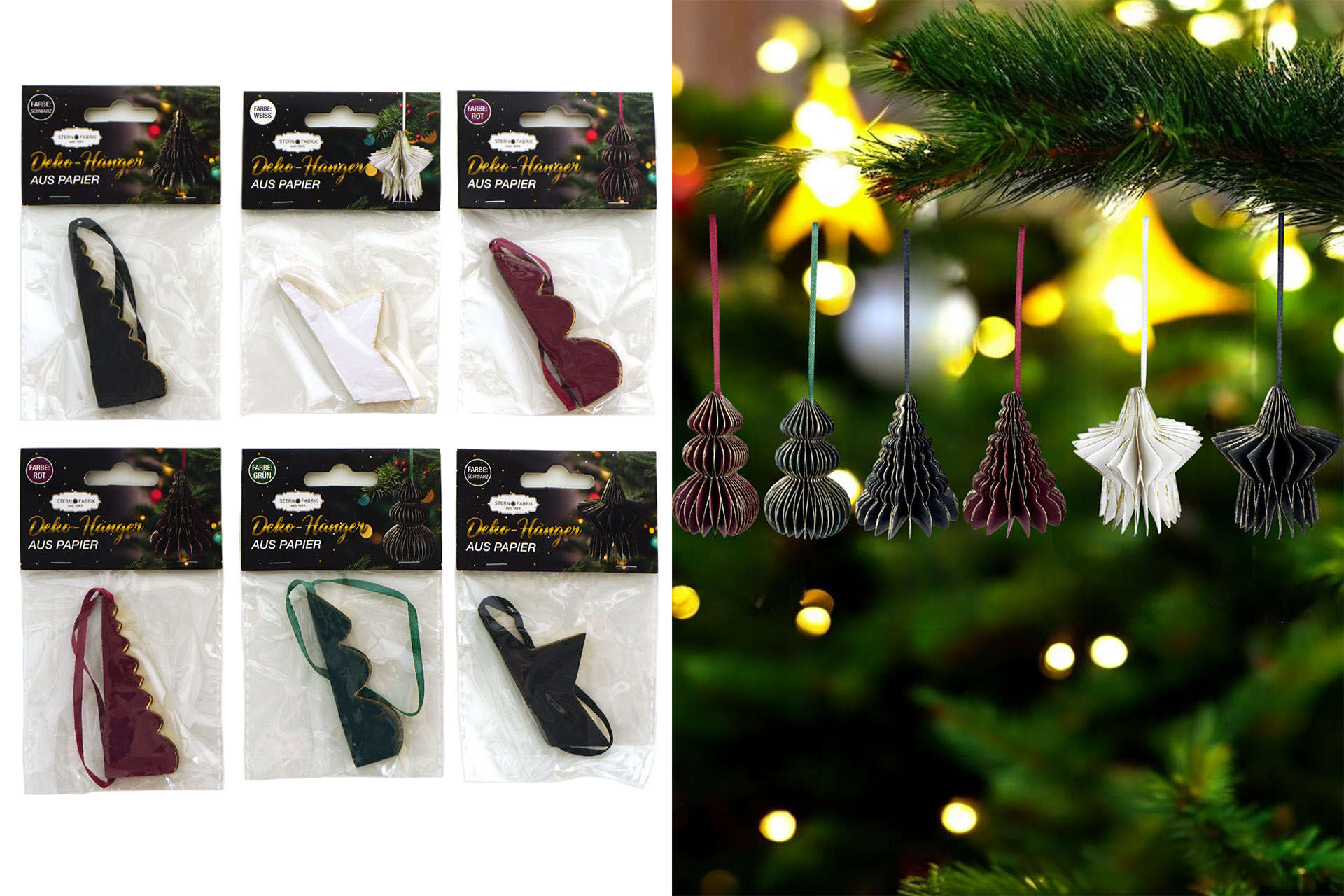 Deko Papier hänger "Weihnachten", 3 Designs 5 Farben, Ø 8cm