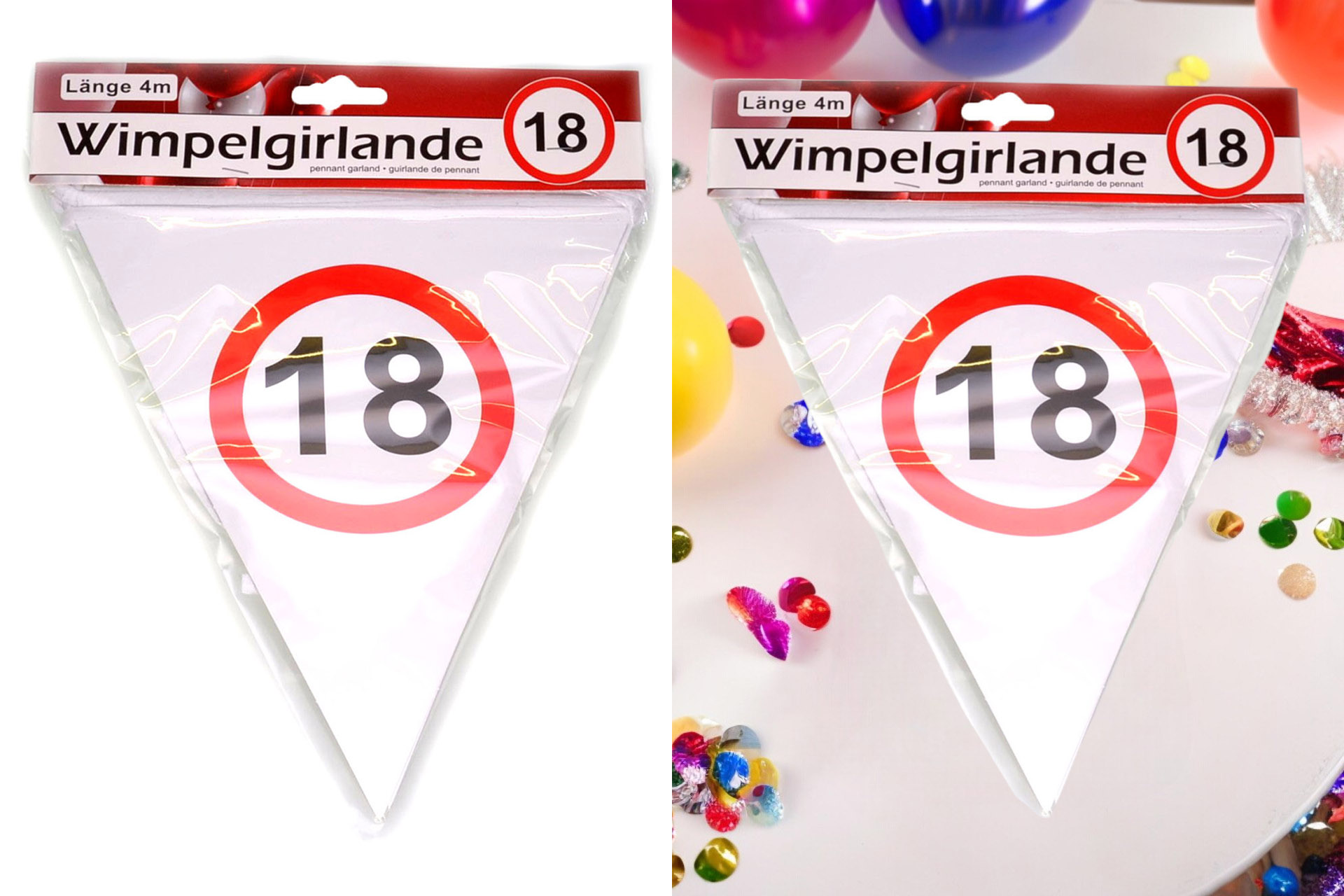 Jubiläums Sortiment Refill für Display Wimpelgirlande Papier "18"
