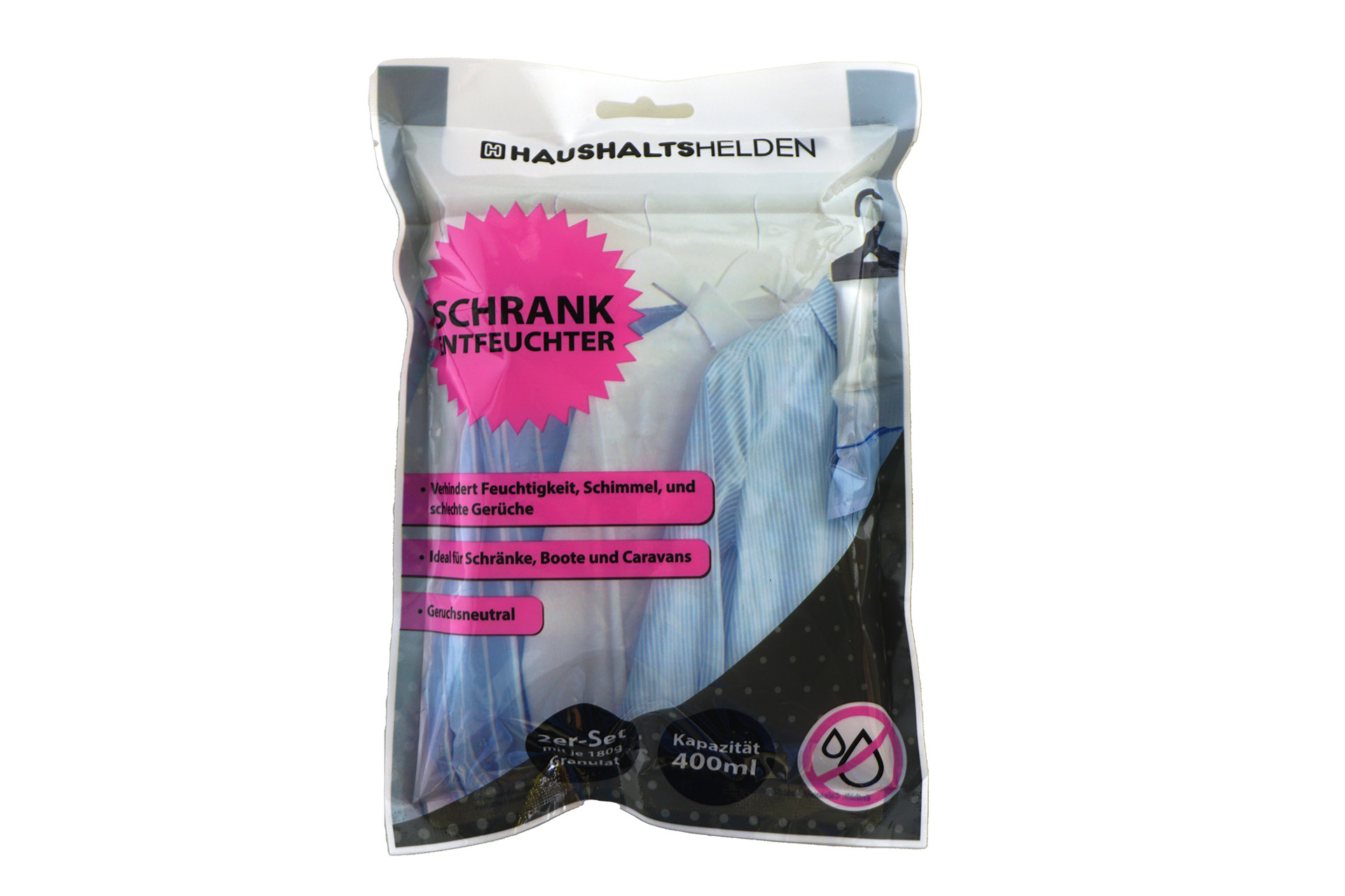 Luftentfeuchter für Kleiderschrank, 2er-Set je 180g