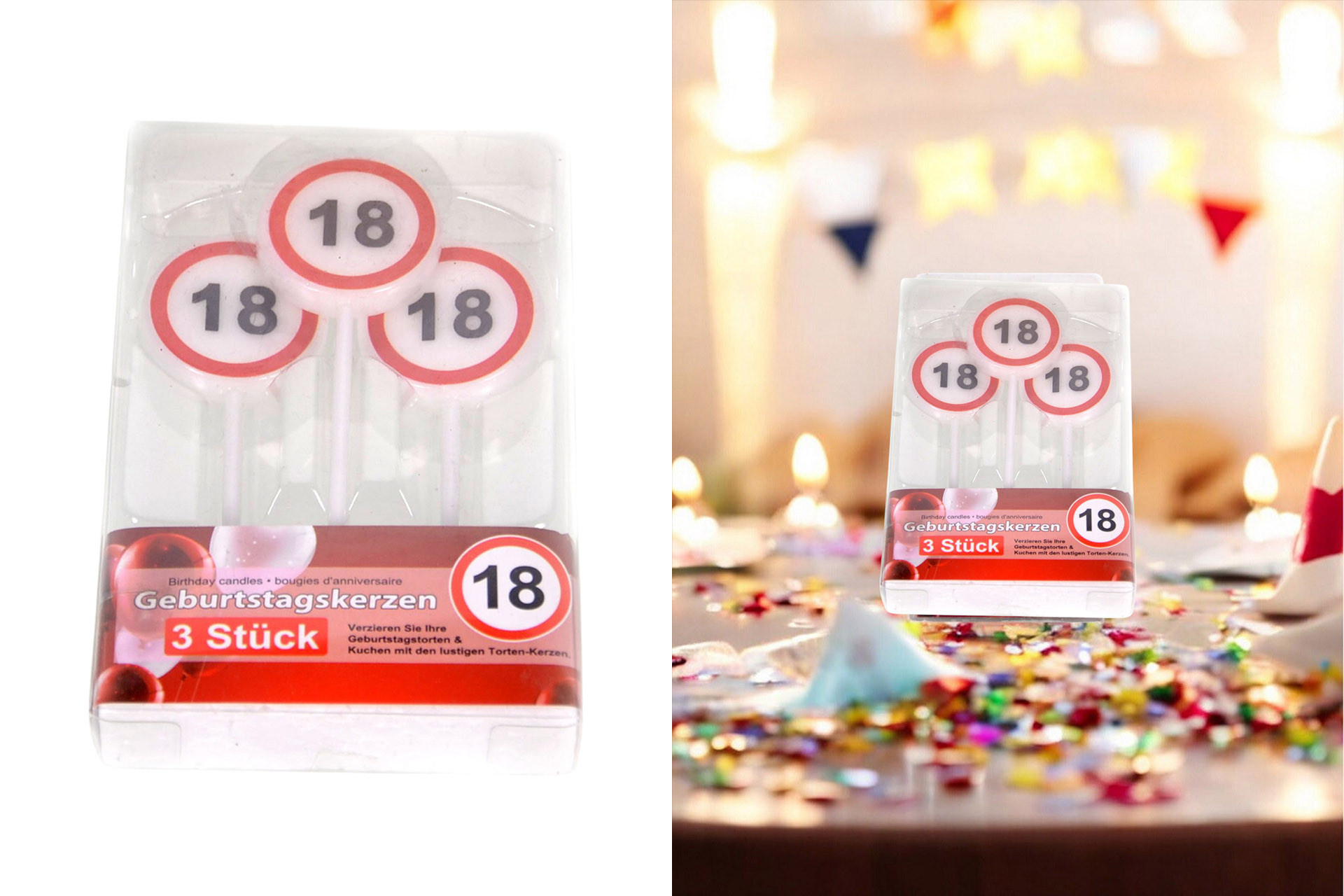 Jubiläums Sortiment Refill für Display Geburtstagskerzen 3er "18"