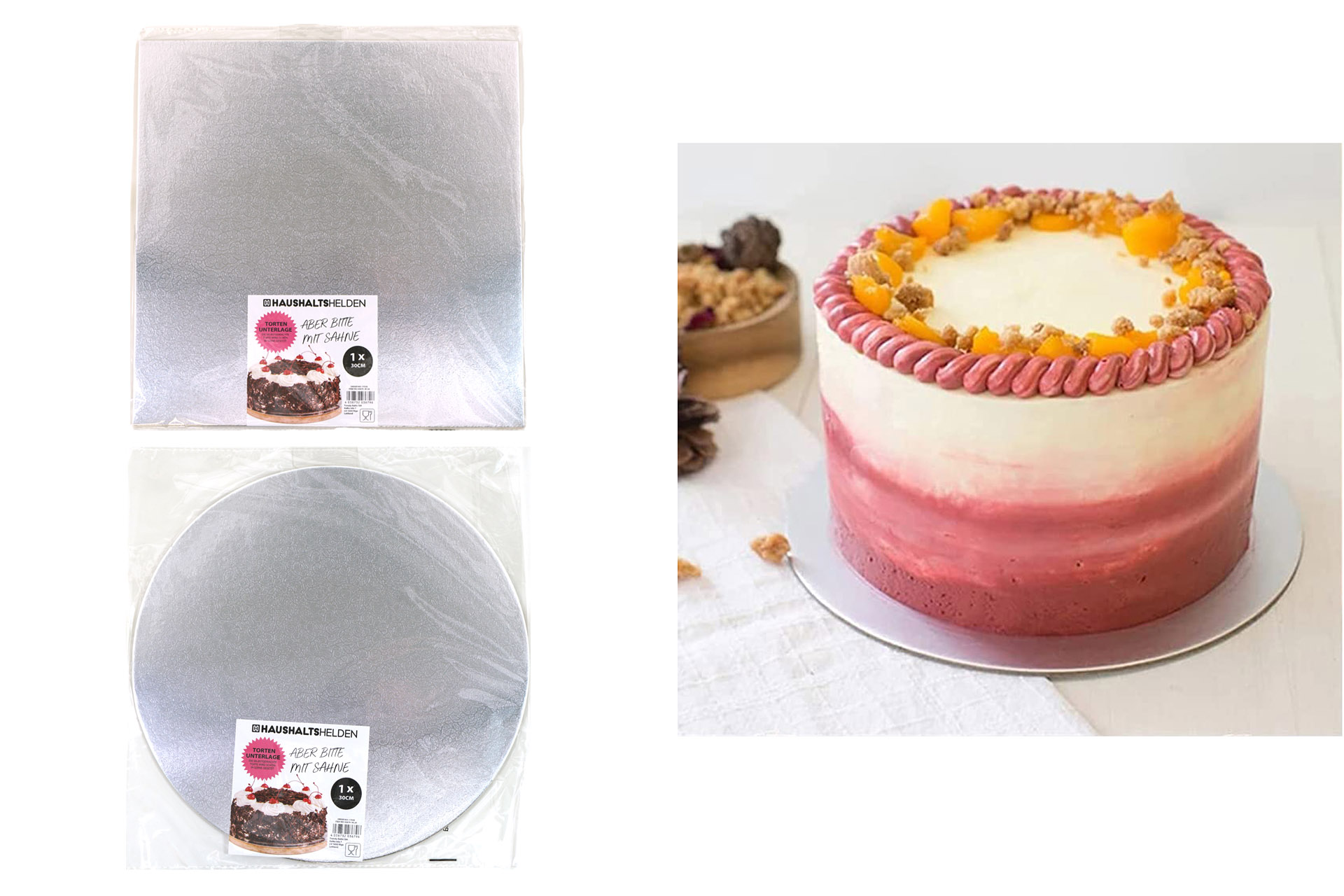 Servierplatte für Kuchen etc., rund & eckig sortiert, silber