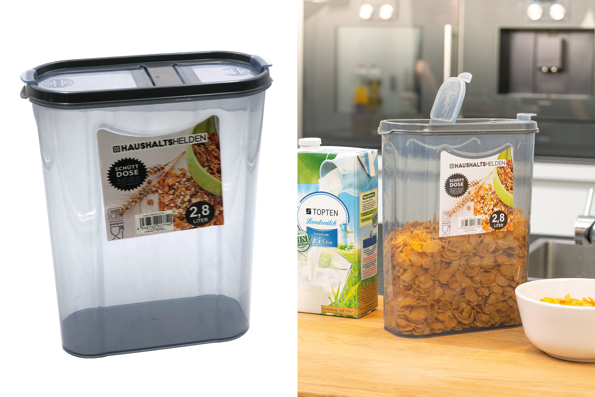 Frischhaltebox Schüttdose, 2,8 Liter, grau