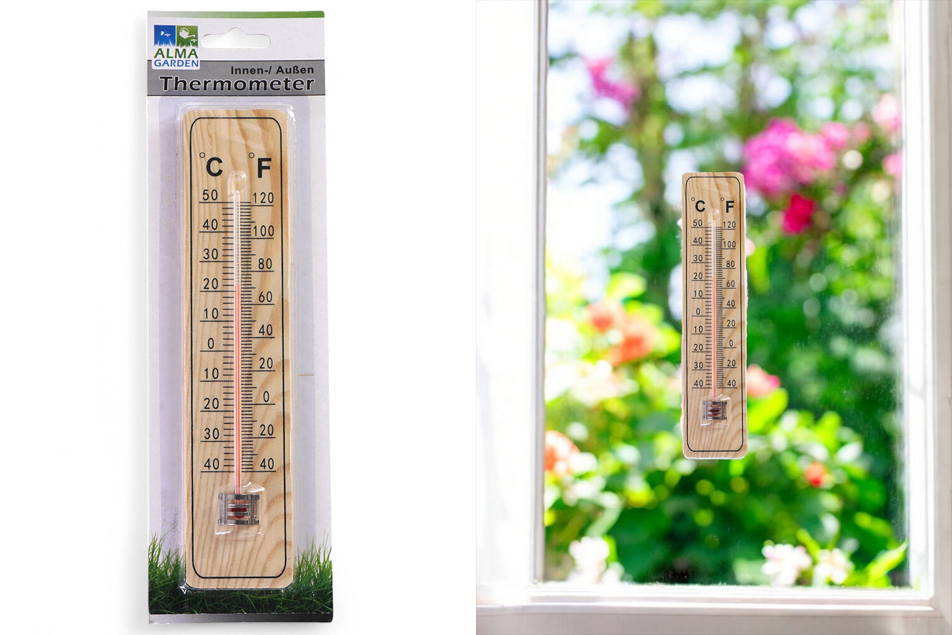 Thermometer Naturholz, 22cm