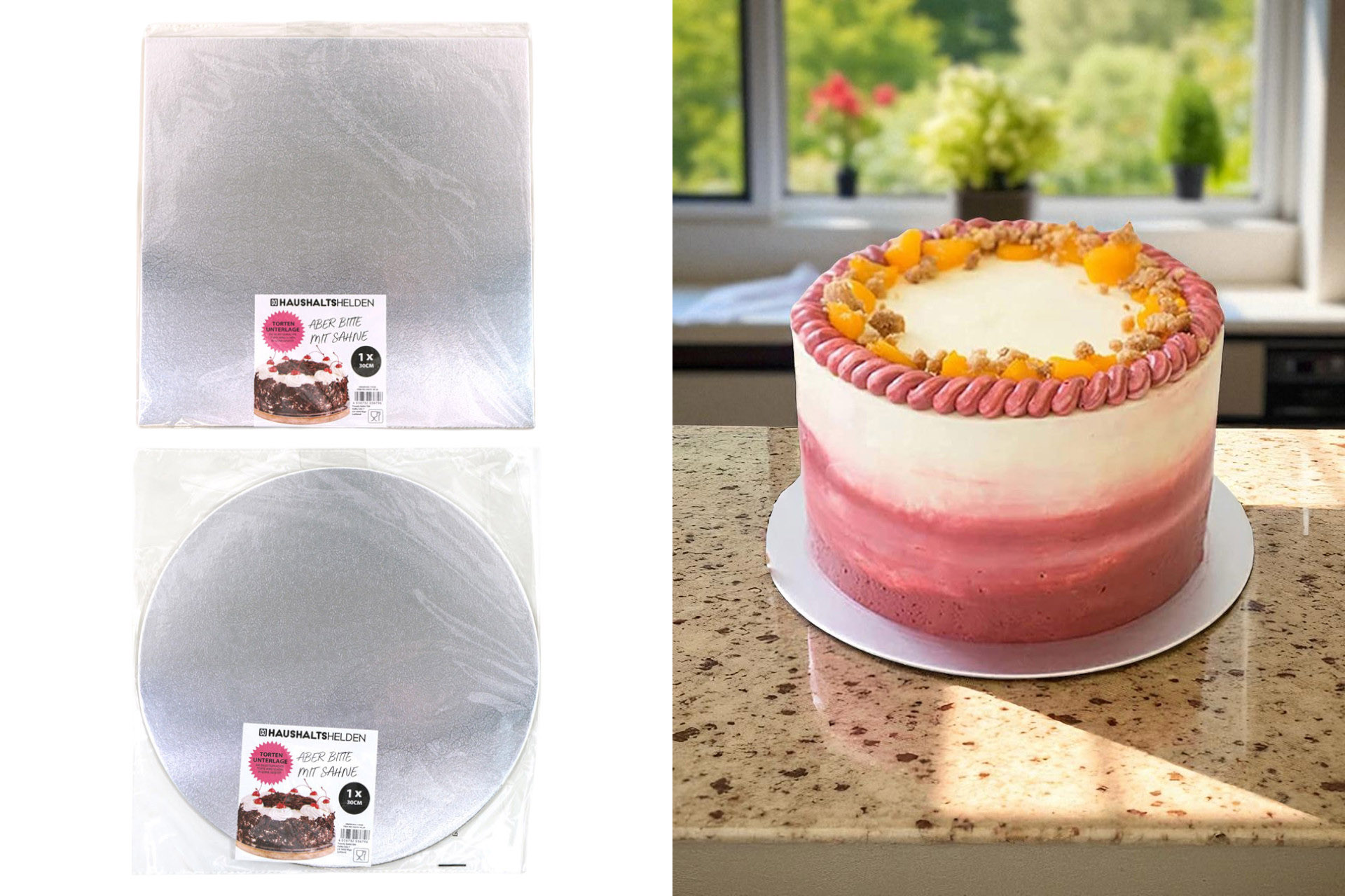 Servierplatte für Kuchen etc., rund & eckig sortiert, silber