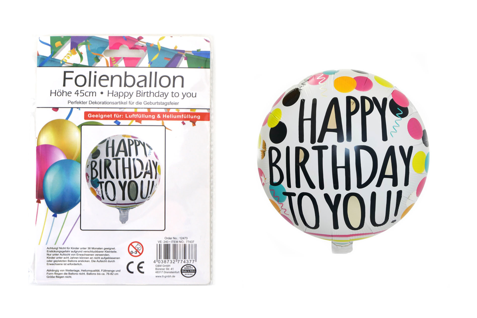 Folienballon "Happy Birthday to you", 45cm