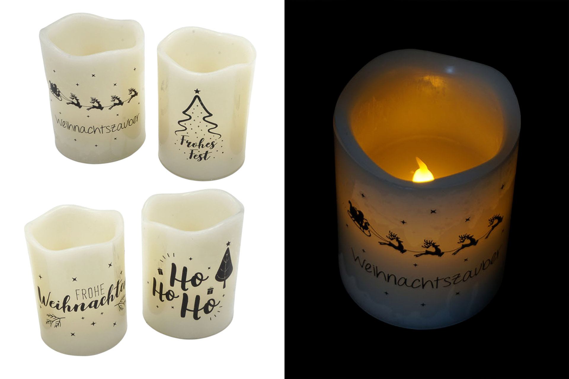 Echtwachskerze mit Spruch Weihnachten 10x7,5cm, 4 Sprüche